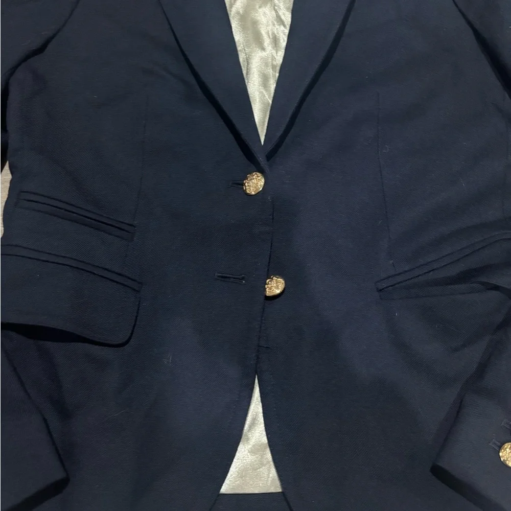 J. Crew School Boy Blazer Navy Blue Gold Buttons Classic Wool Preppy Size 2 - Picture 4 of 6